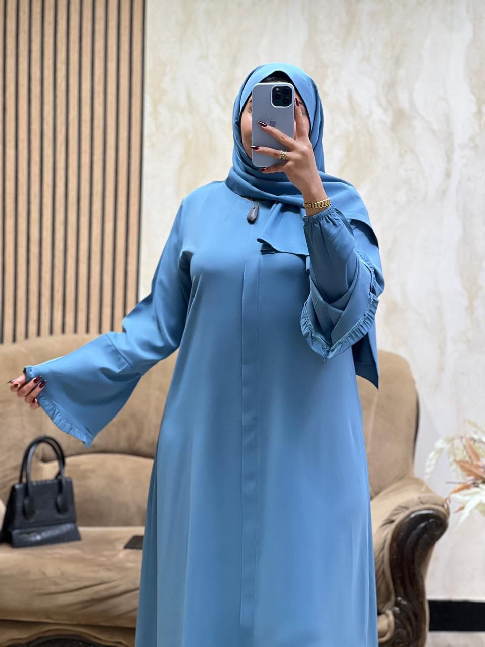 Abaya Sofia – Minimalisme & Manches Volantées