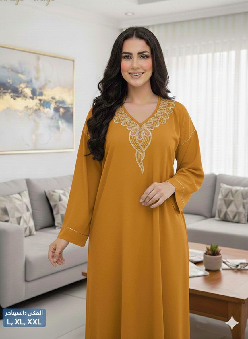 Kaftan Mariam – Élégance Brodée & Confort Absolu