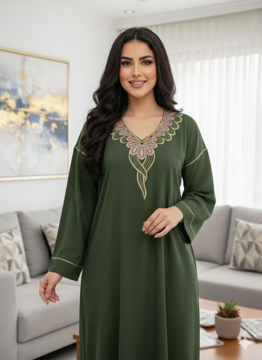 Kaftan Mariam – Élégance Brodée & Confort Absolu